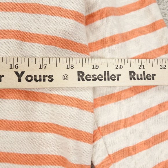 LOFT Sweater Womens Large Orange Striped Long Sleeve Pullover 100% Cotton - Picture 6 of 8